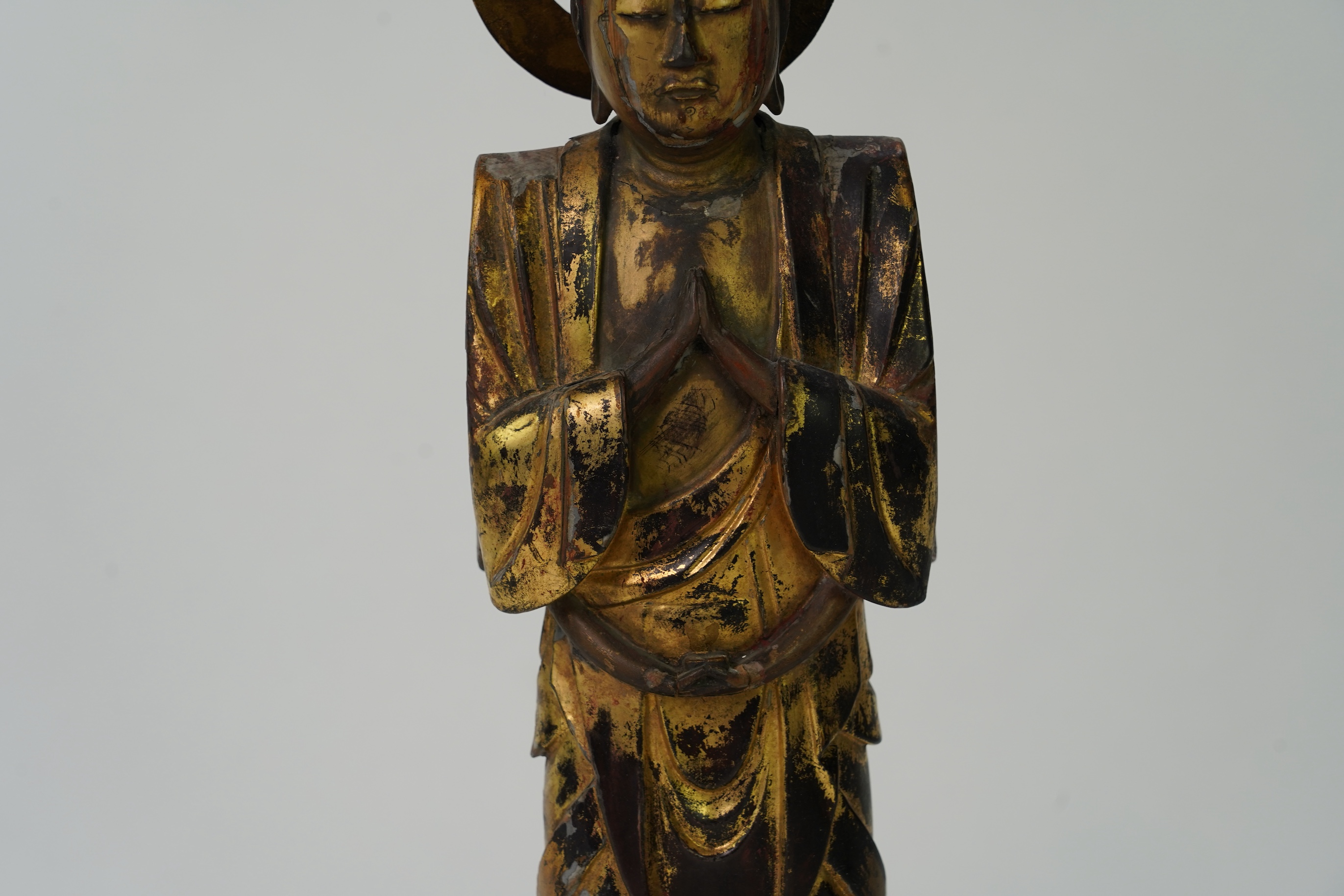 A tall Japanese giltwood standing figure of Kannon, 19th century